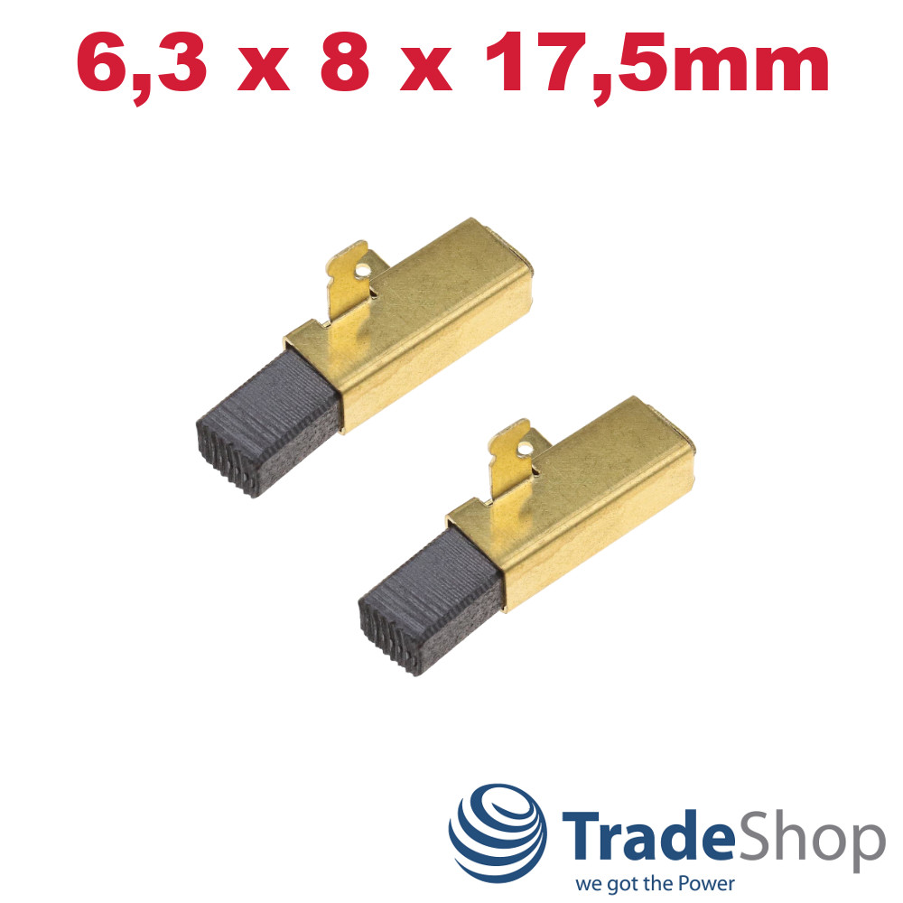 2x Kohlebürsten 6,3x8x17,5mm für Festool OF 1000, AP 55 EB, ET 2 E, HL 750 uvm.