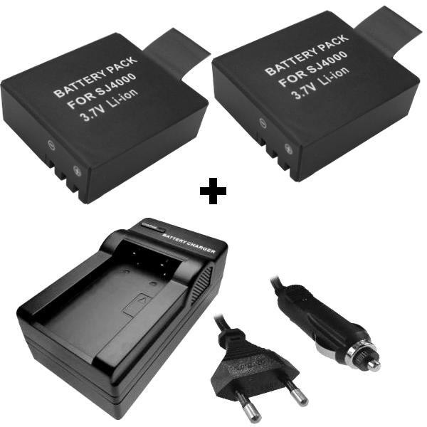 2x AKKU + LADEGERÄT für Qumox Sport Camera SJ4000 SJ5000 SJ6000 Eken H9 4K uvm