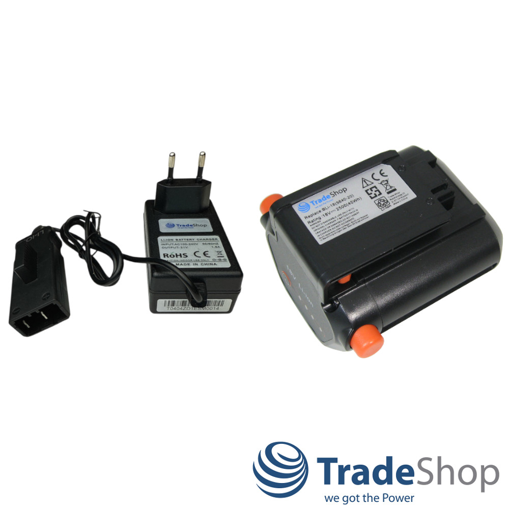 2in1 Set: Li-Ion Akku 18V 2500mAh + Ladegerät für Gardena 9840-20 9839-20 BLi-18