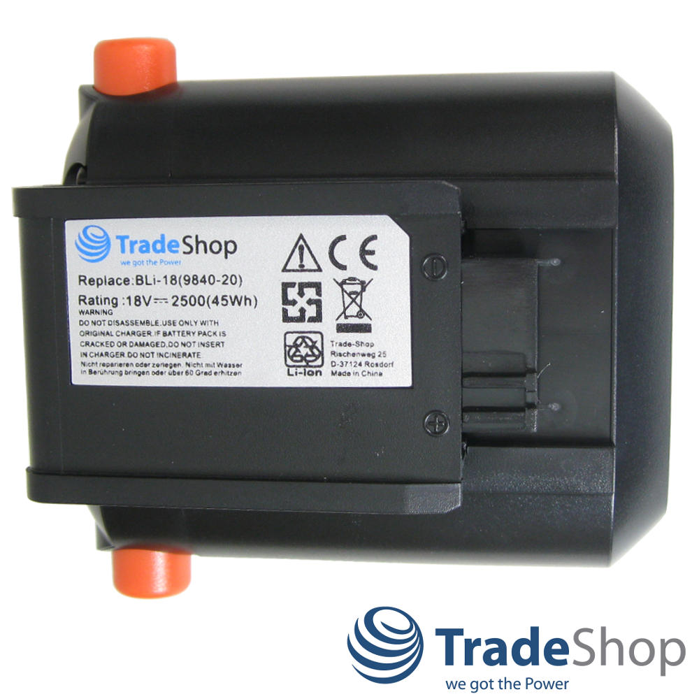 2in1 Set: Li-Ion Akku 18V 2500mAh + Ladegerät für Gardena 9840-20 9839-20 BLi-18