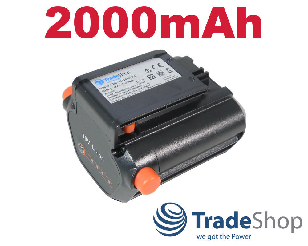 2in1 Set: Li-Ion Akku 18V 2000mAh + Ladegerät für Gardena 9840-20 9839-20 BLi-18