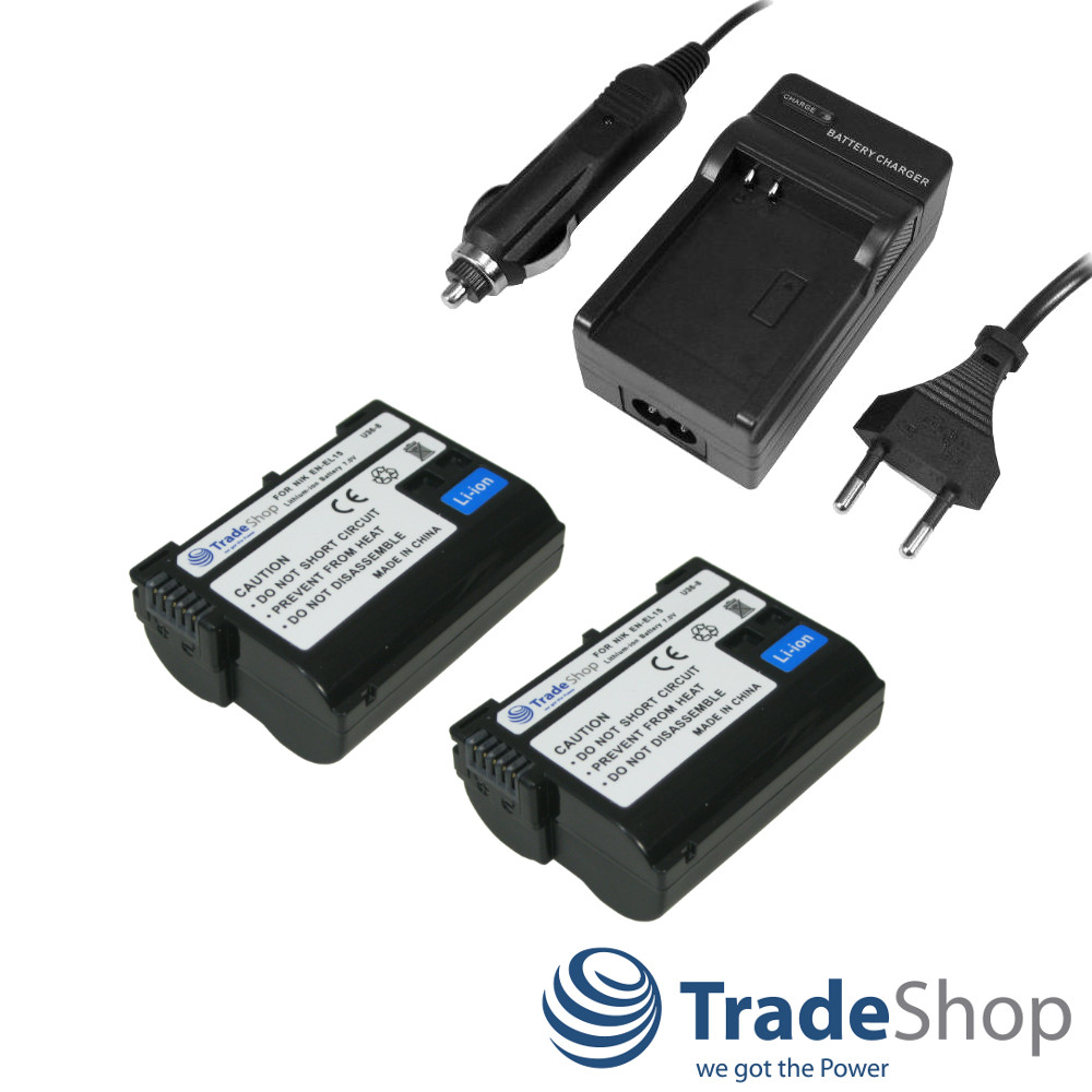 2x AKKU + LADEGERÄT für Nikon V1 EN-EL15 D610 D750 D7100 D7200 D810 D810A D8000