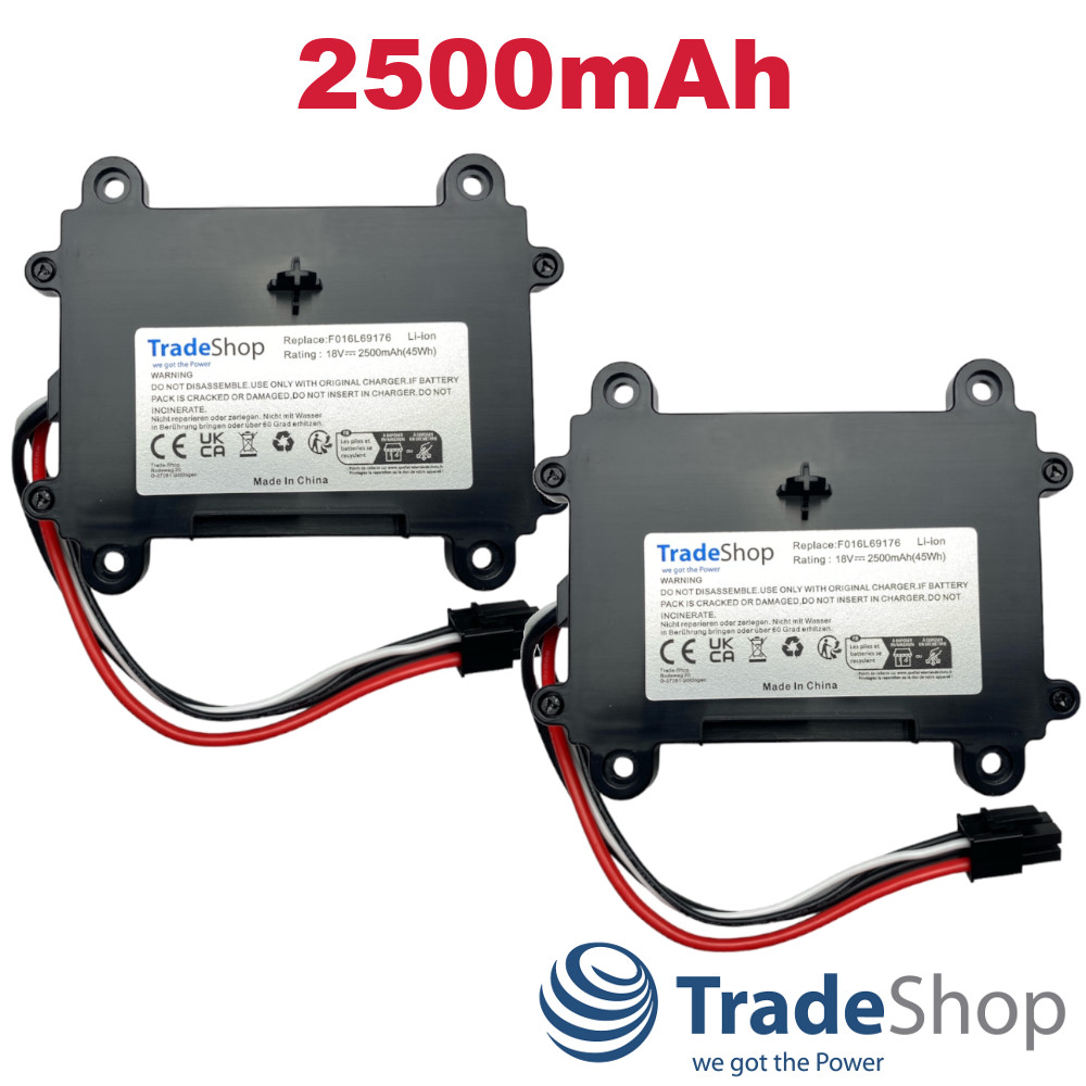 2x Li-ion Akku 18V 2500mAh Li-Ion für Bosch Indego 350, 400 ersetzt F016104898