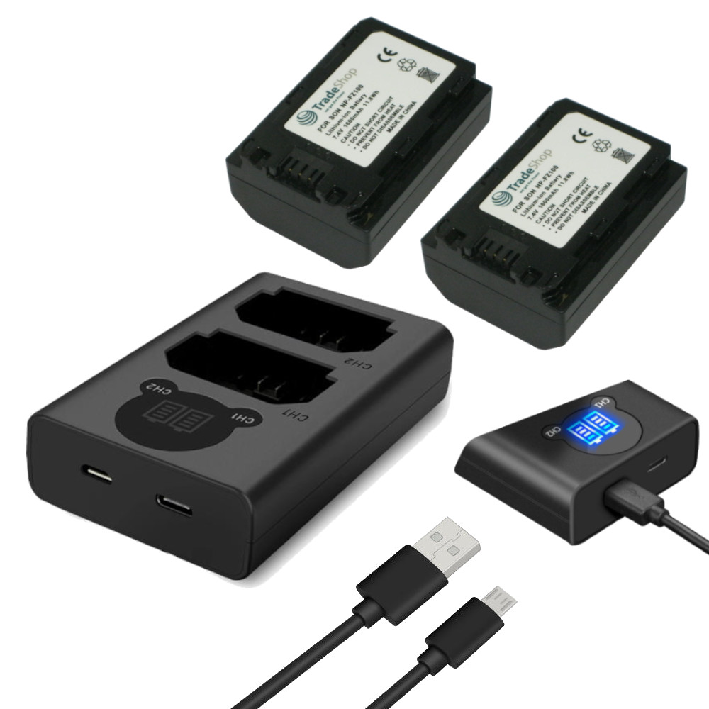 3in1: 2x Akku +Dual Ladegerät LCD Ladestation für Sony NP-FZ100 BC-QZ1