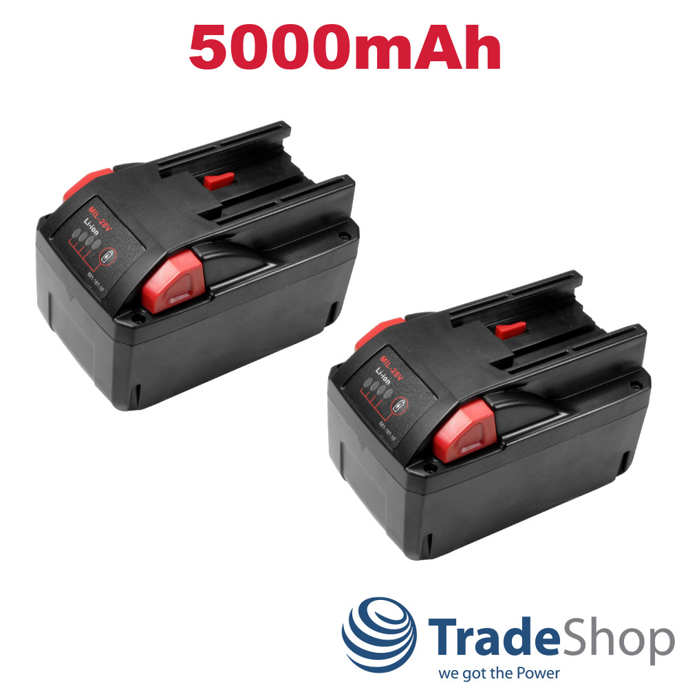 2x Li-Ion Akku 28V 5000mAh für AEG Milwaukee HD28 AG, V28 CS ersetzt 48-11-2830