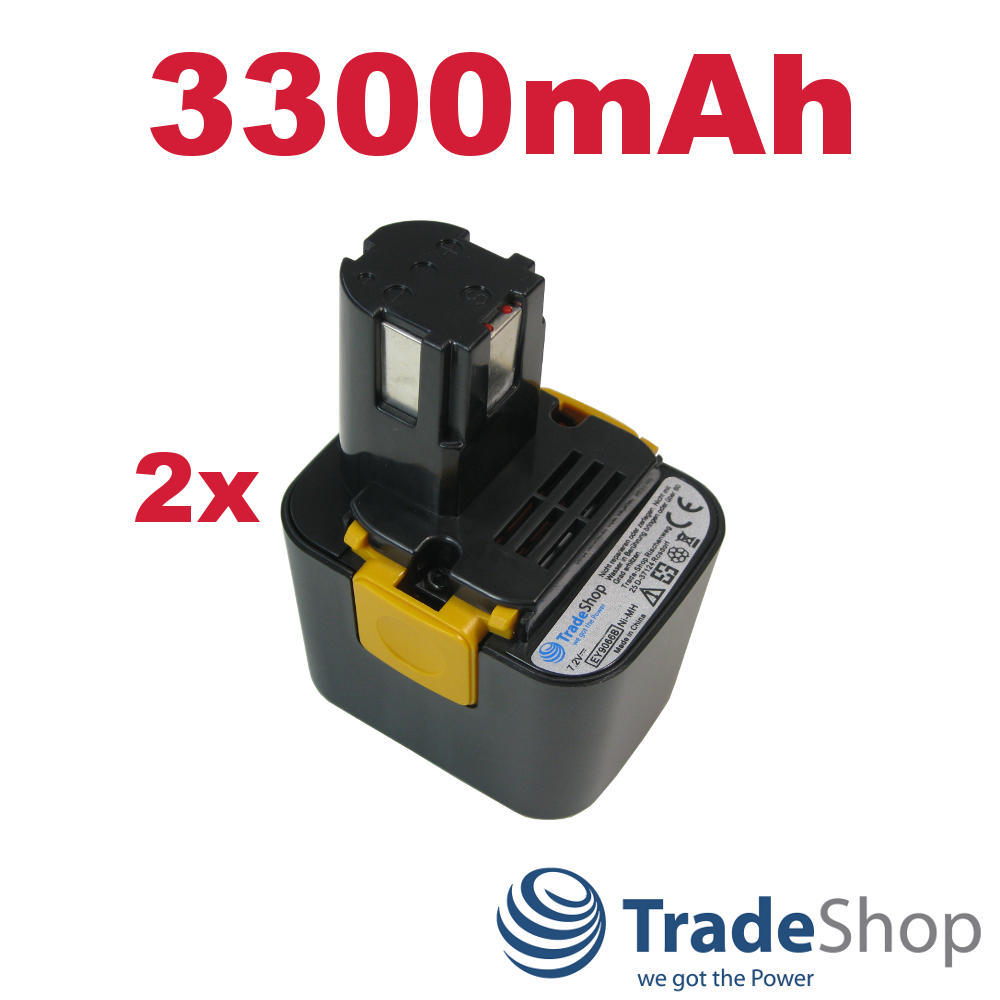 2x AKKU Ni-MH 7,2V 3300mAh ersetzt Panasonic EY9168 EY9168B EY9065