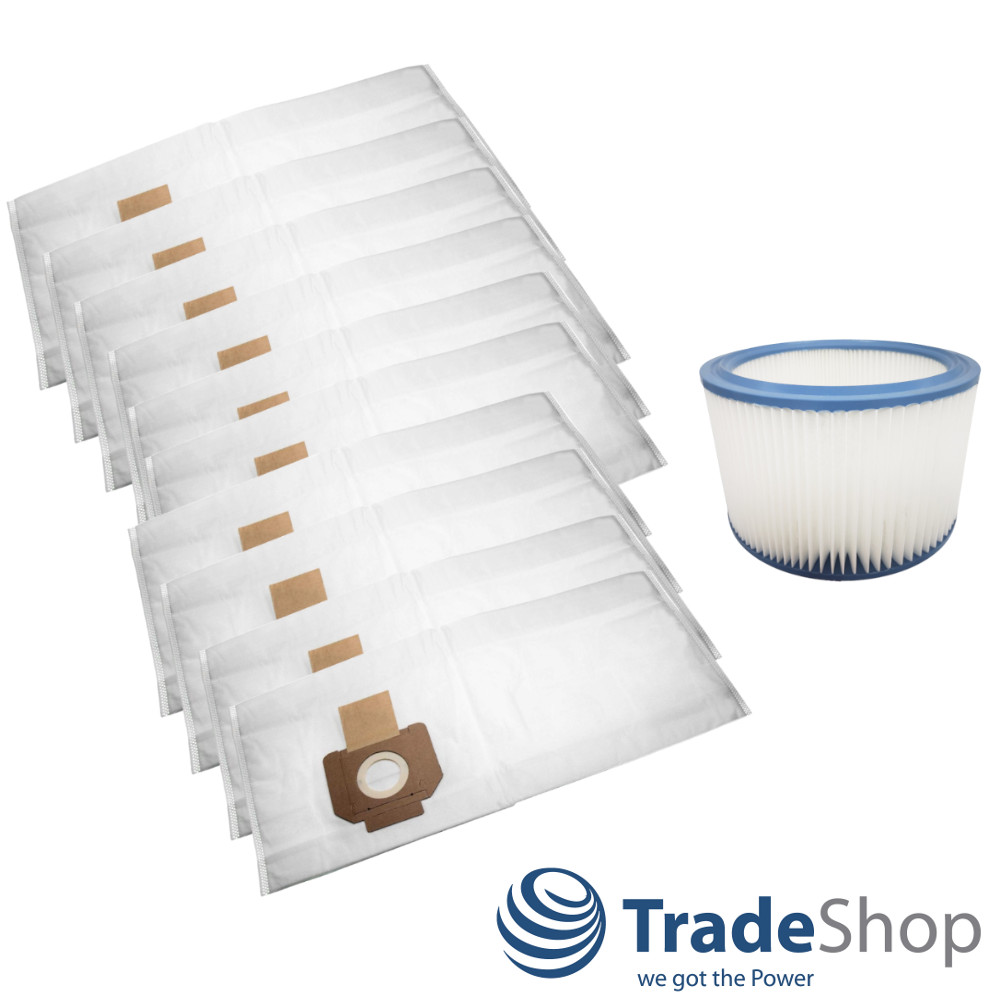 SET: Staubsauger-Beutel (10 Stück) + Rundfilter für Nilfisk Alto Attix 350, 360