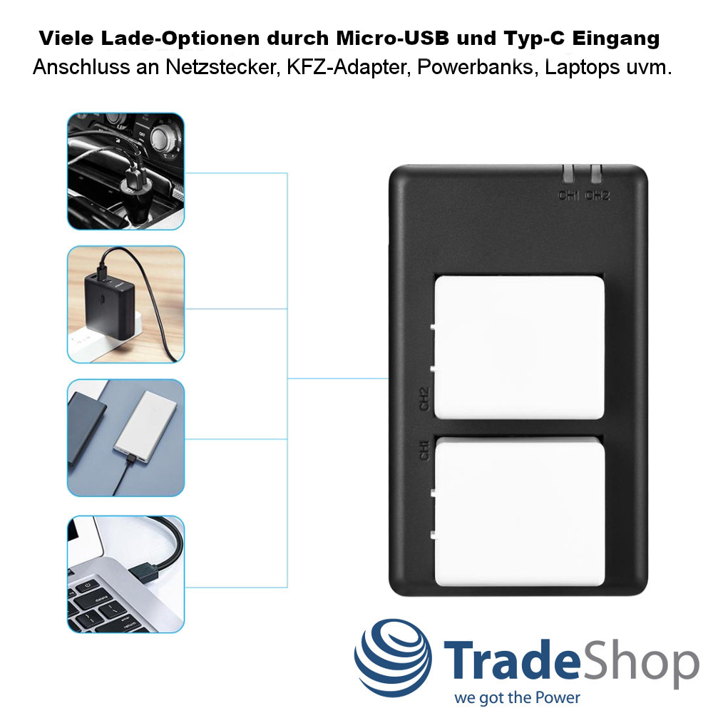 Akku Duo-Ladegerät für Canon LP-EL DS401231 ersetzt LC-E6 LC-E6E