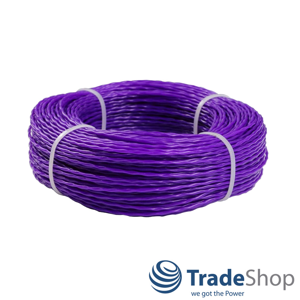 Dual Trimmerschnur Trimmerfaden 3,0mm x 200m Purpur verdrillt für Rasentrimmer