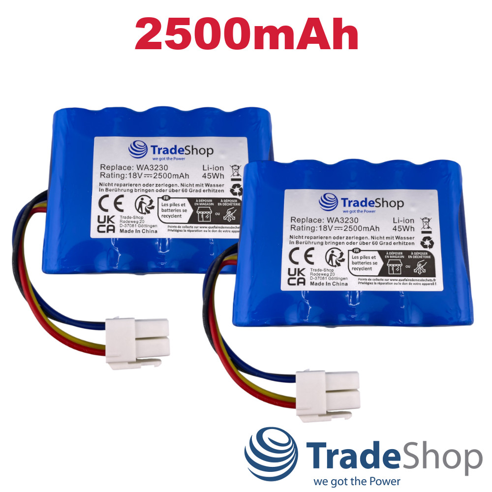 2x Li-Ion Akku 18V 2500mAh für Worx WA3230 WA3231 WA3572, Kress KA0103 KA3022
