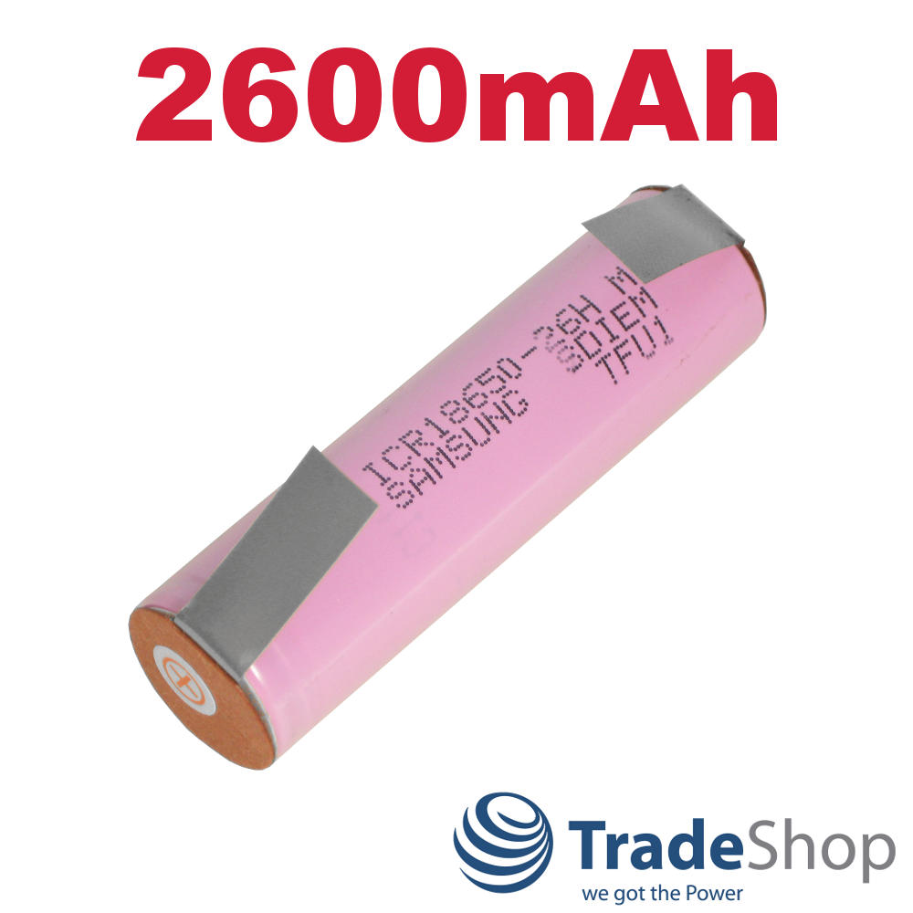 Akku für Bosch IXO/ISIO Samsung 18650 Zelle mit U-Lötfahne 2600mAh