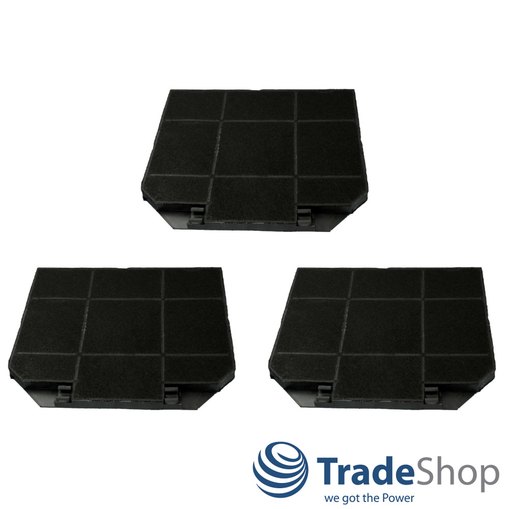 3x Aktivkohlefilter 265x235mm für Dunstabzugshaube ersetzt AEG EFF72 50290661003