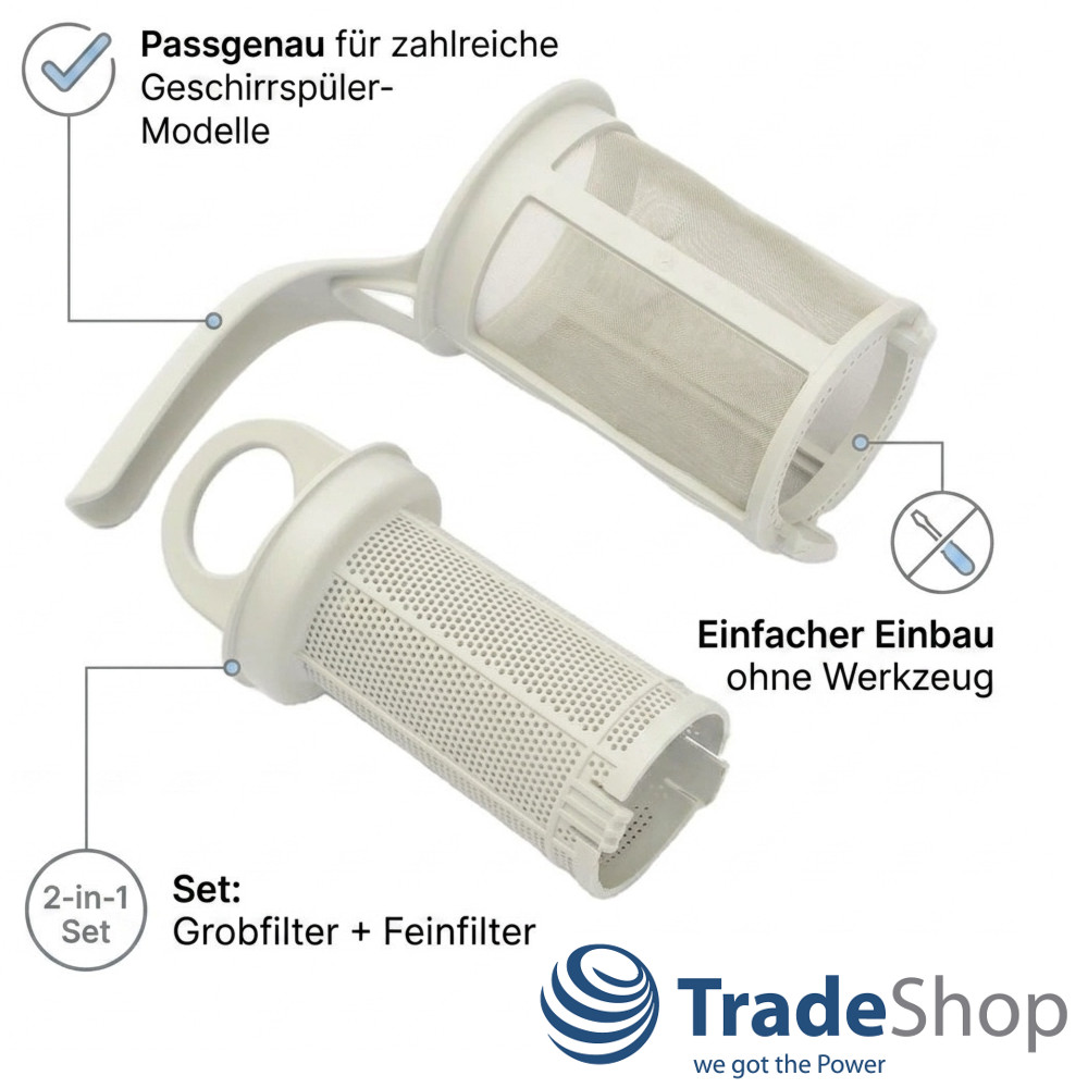 Feinsieb Schmutzsieb-Set für AEG FAV3020-W, Arthur Martin ASF633-H Spülmaschine