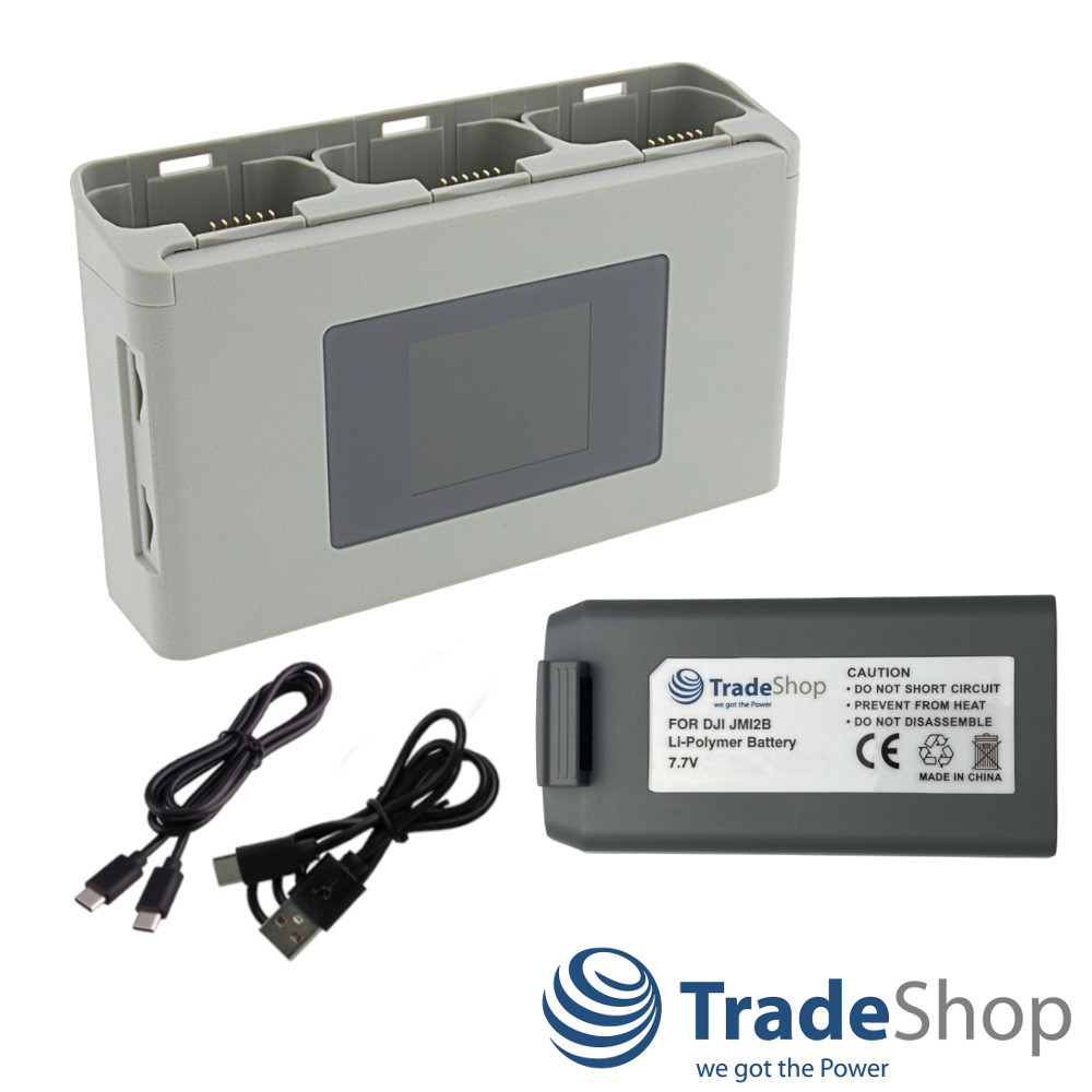 2in1: Akku + USB-C Dreifach Ladegerät Powerbank für DJI Mini 2, Mini SE, BWX161