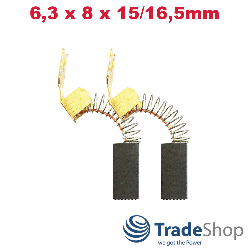 2x Kohlebürsten Motorkohlen 6,3x8x15/16,5mm für Elektro-Werkzeuge