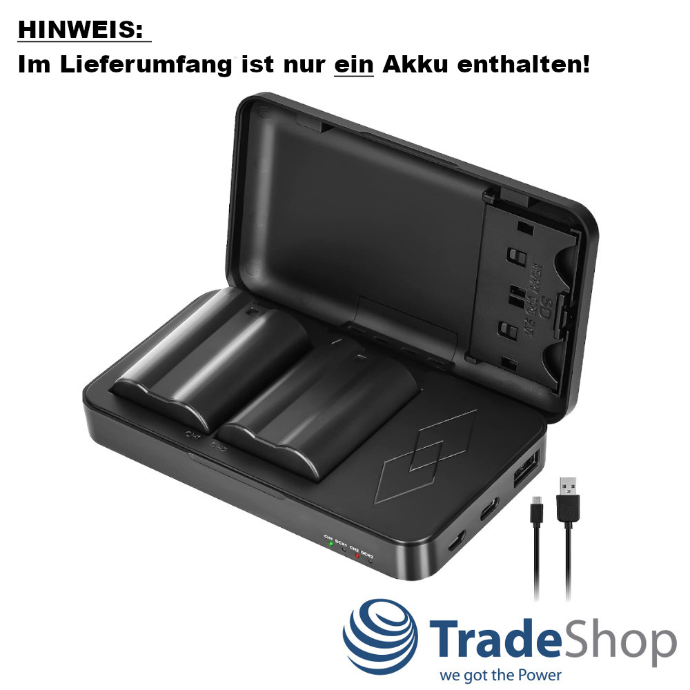 2in1: Akku + Dual Ladegerät mit Powerbank-Funktion für Sony NP-FW50, Alpha 7