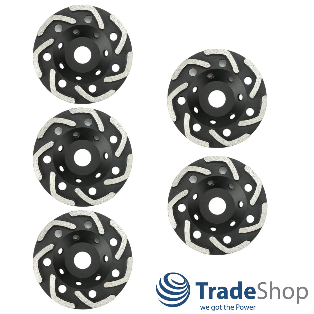 5x Diamant Schleifteller Schleiftopf V-Segmente125x22,23mm Beton Estrich Granit