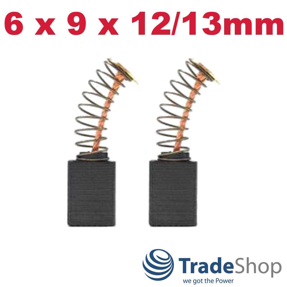 2x Kohlebürsten Motorkohlen 6x9x12/13mm für Blaukraft Bohrmaschine BBM 1050