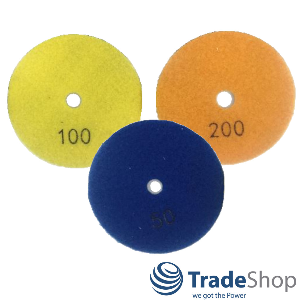 SET: 100mm Diamant Schleifscheiben (3-teilig) Nass-Trocken für Beton, Granit