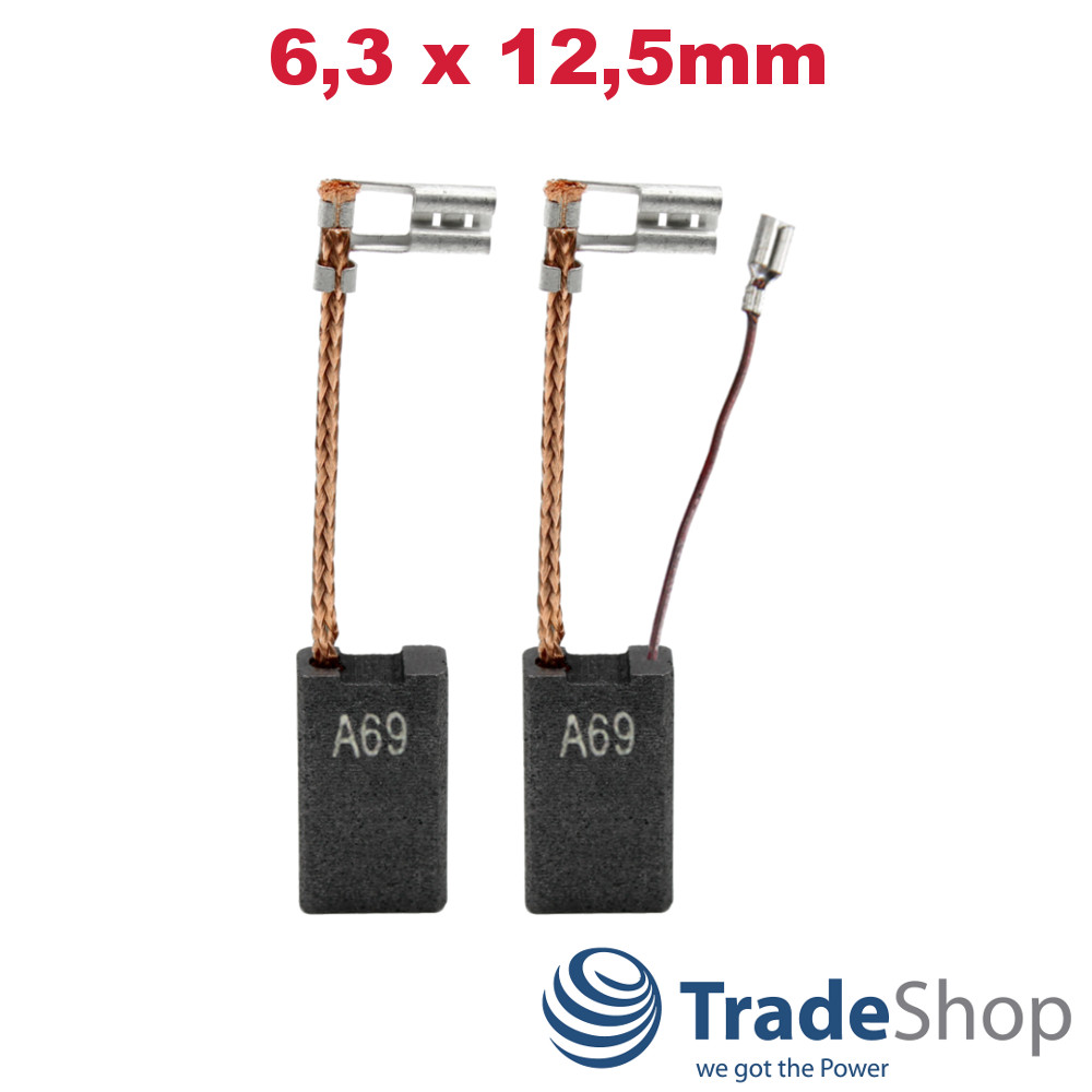 2x Kohlebürsten Motorkohlen 6,3x12,5x25mm für viele Elektro-Werkzeuge