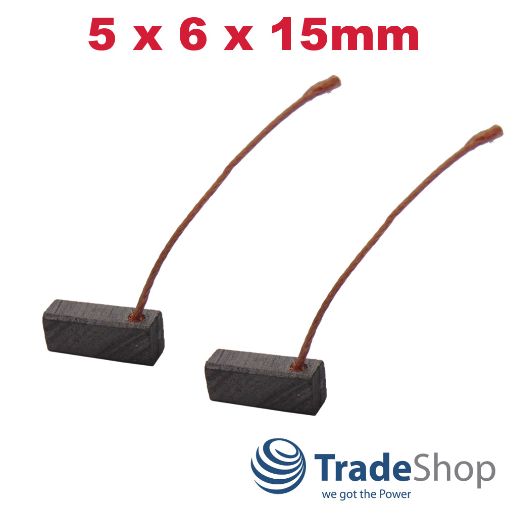 2x Motorkohlen Kohlebürsten 5x6x15mm für viele PKW KFZ LKW Motoren Antriebe
