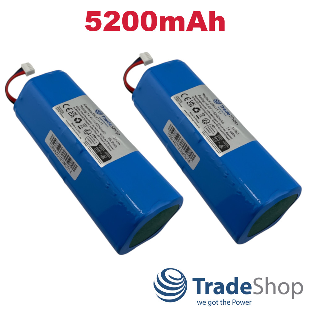 2x Li-Ion Akku 14,4V 5200mAh für Ecovacs Deebot T8, T9 ersetzt S10-Li-144-5200