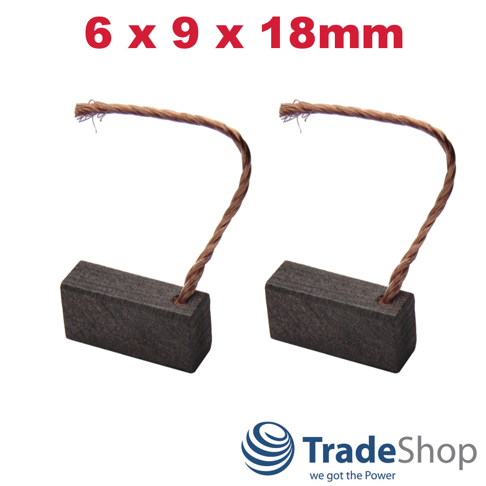 2x Motorkohlen Kohlebürsten 6x9x18mm für viele PKW KFZ LKW Motoren Antriebe