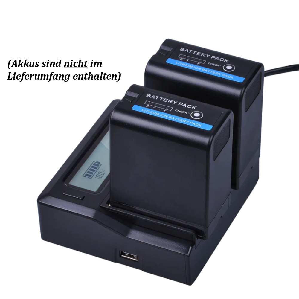 Dual LCD Ladegerät inkl. Netzkabel für Sony BP-U30 BP-U60 BP-U90 BP-U95 uvm.
