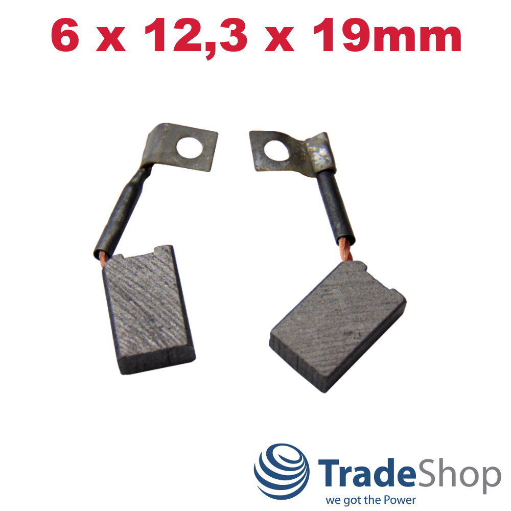 2x Motorkohlen Kohlebürsten 6x12,3x19mm für viele PKW KFZ LKW Motoren Antriebe