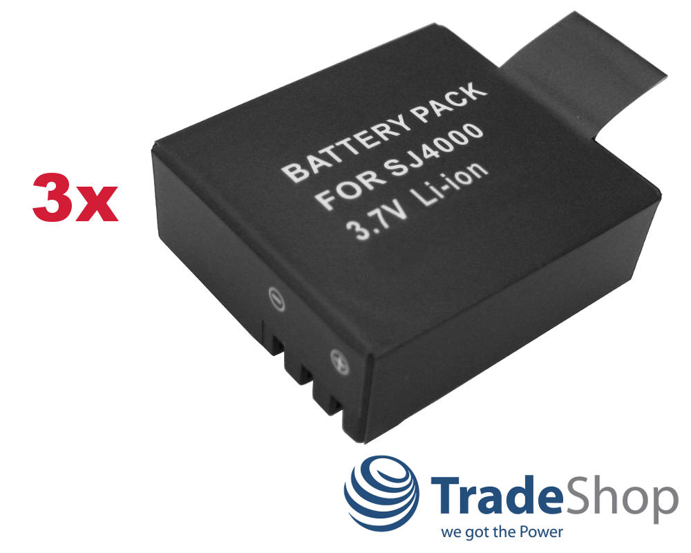 3x Akku 900mAh ersetzt SJ4000 für viele Kameras / Action-Kameras