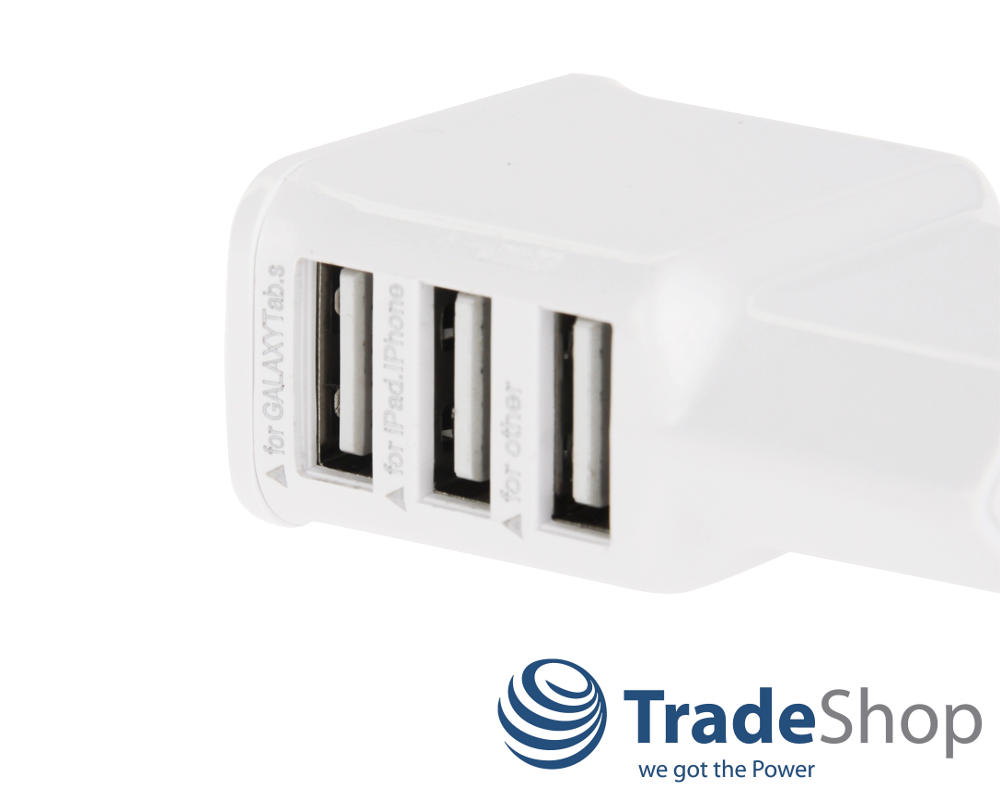 2A Universal 3-fach Ladegerät Netzteil USB Port Adapter für die Steckdose