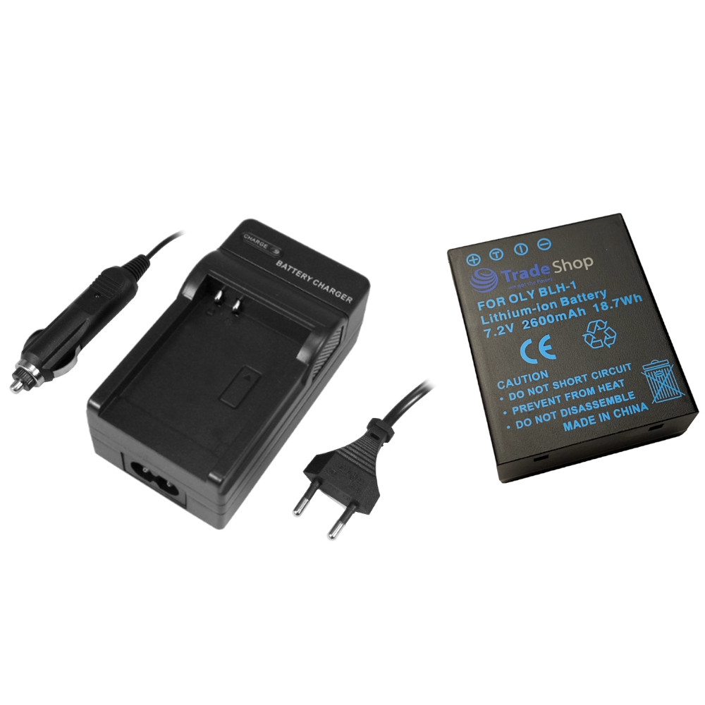 2in1: Akku + Ladegerät Ladestation für Olympus BLH-1 BLH1