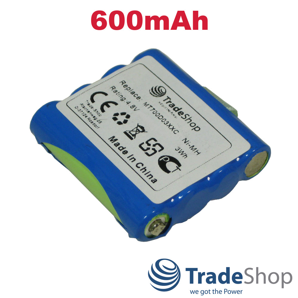 AKKU 600mAh 4,8V Ni-MH für DeTeWe Outdoor PMR 8000  Simvalley WT-100