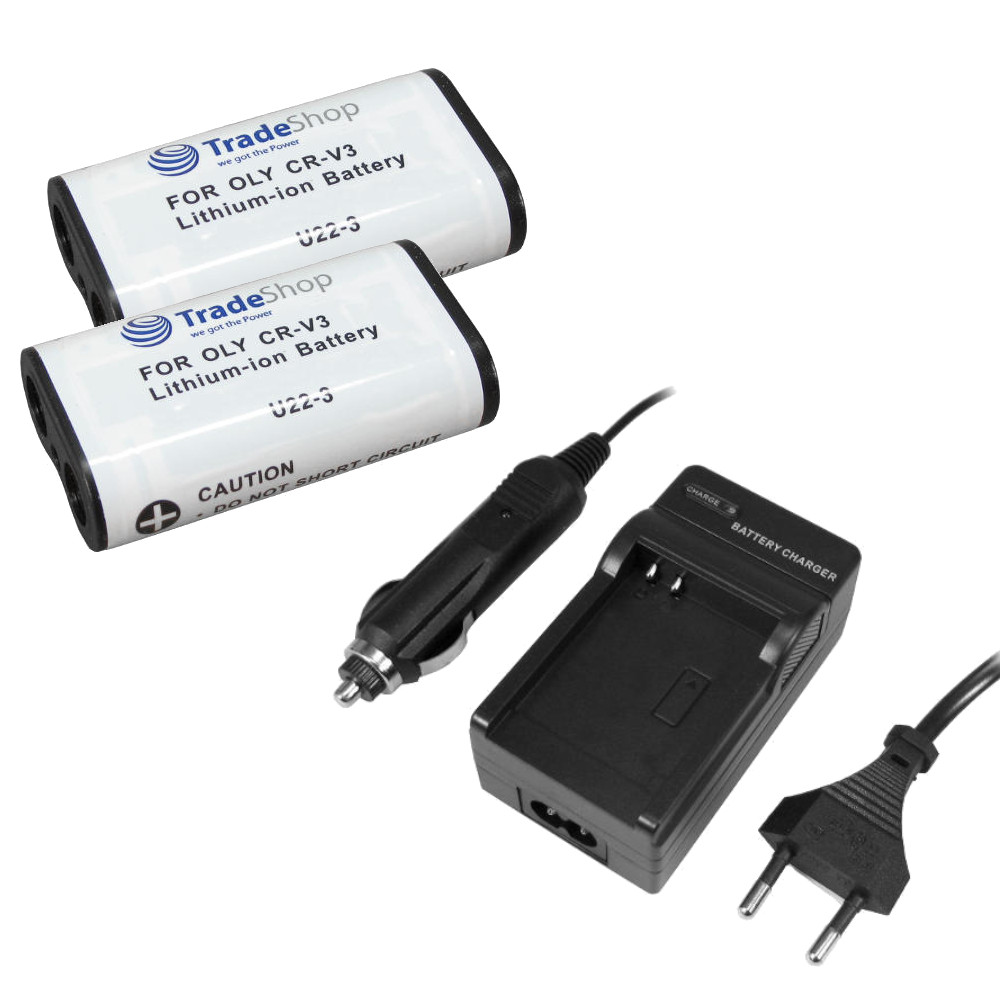 2x Akku 2000mAh + Ladegerät ersetzt CR-V3 RCR-V3 LB-01 für viele vers. Kameras