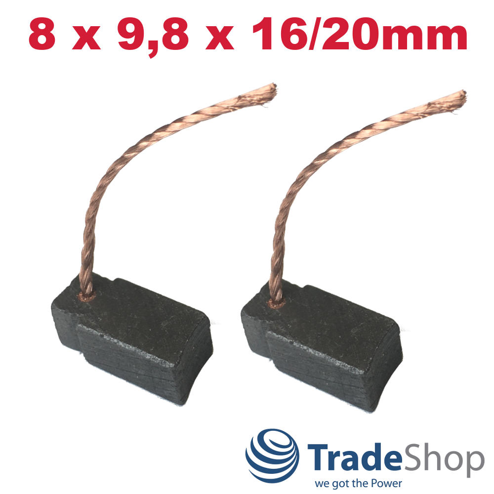 2x Motorkohlen Kohlebürsten 8x8,9x16/20mm für viele PKW KFZ LKW Motoren Antriebe