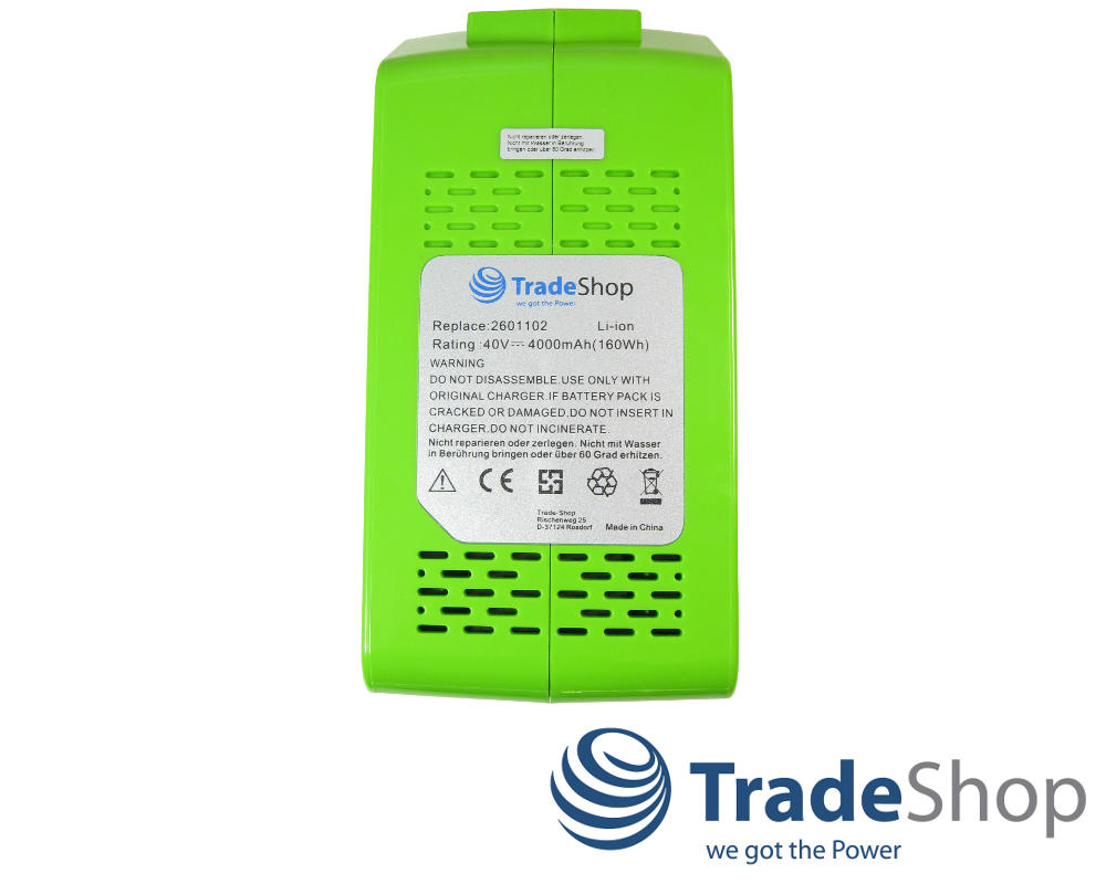 AKKU 40V 4000mAh Li-Ion für Greenworks G-MAX 29472 29282 2601102 29472 29282 uvm