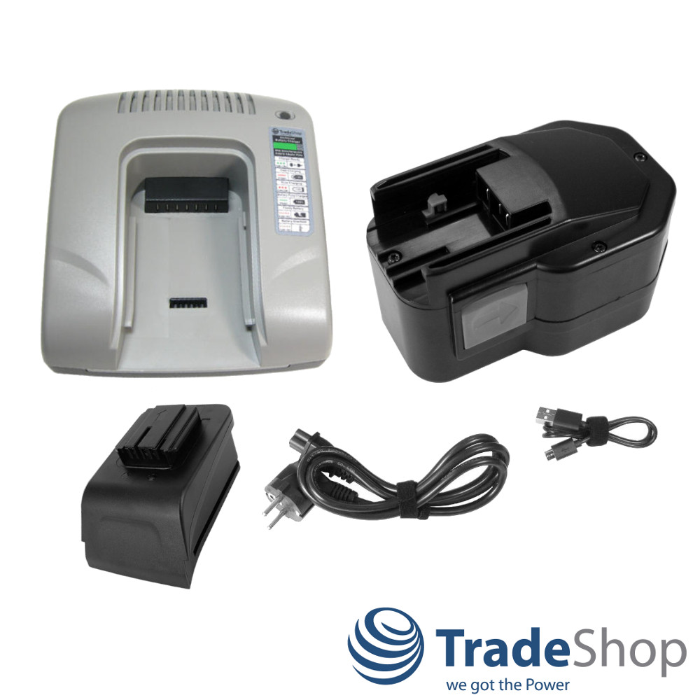 2in1 Set: Ni-MH Akku 14,4V 3300mAh + Ladegerät für AEG B14.4, BF14.4, BX14.4 uvm