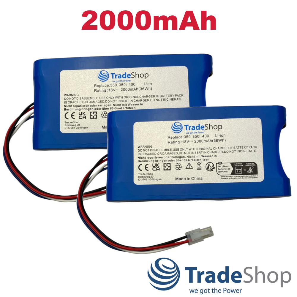 2x Li-Ion Akku 18V 2Ah für Yard Force Amiro 400 400i 350 350i ersetzt 1920726