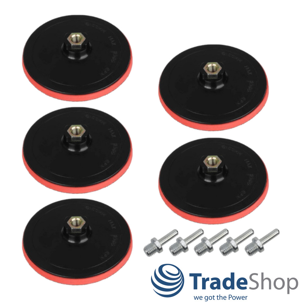 5x Klett Haftteller Schleifteller Ø150mm inkl. M14 Spanndorn für Winkelschleifer