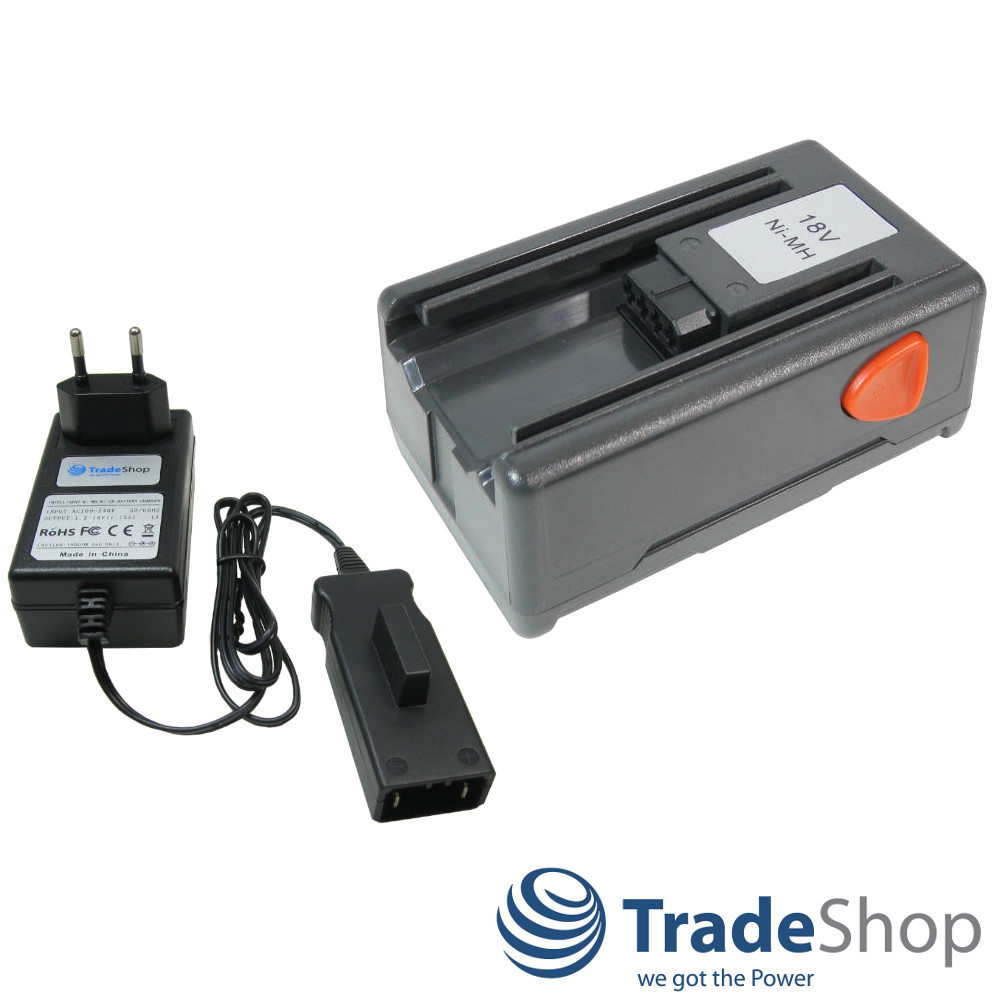 Ni-MH Akku 18V 1500mAh + Ladegerät für Gardena 648844 648872 SmallCut 300 Accu