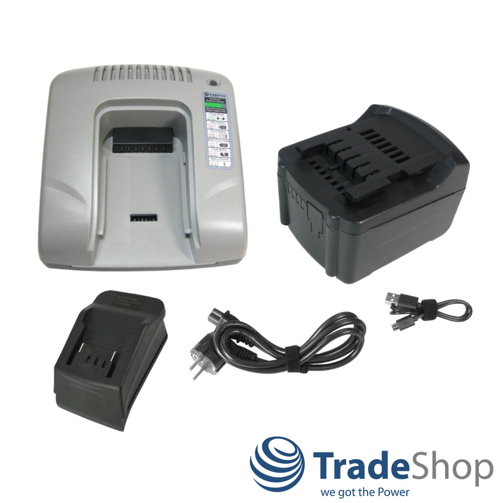 2in1 Set: Li-Ion Akku 14,4V 3000mAh + Ladegerät für Metabo 6.25454, 6.25467