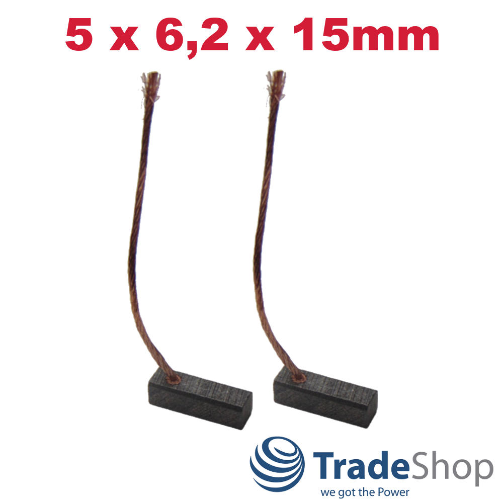 2x Motorkohlen Kohlebürsten 5x6,2x15mm für viele PKW KFZ LKW Motoren Antriebe