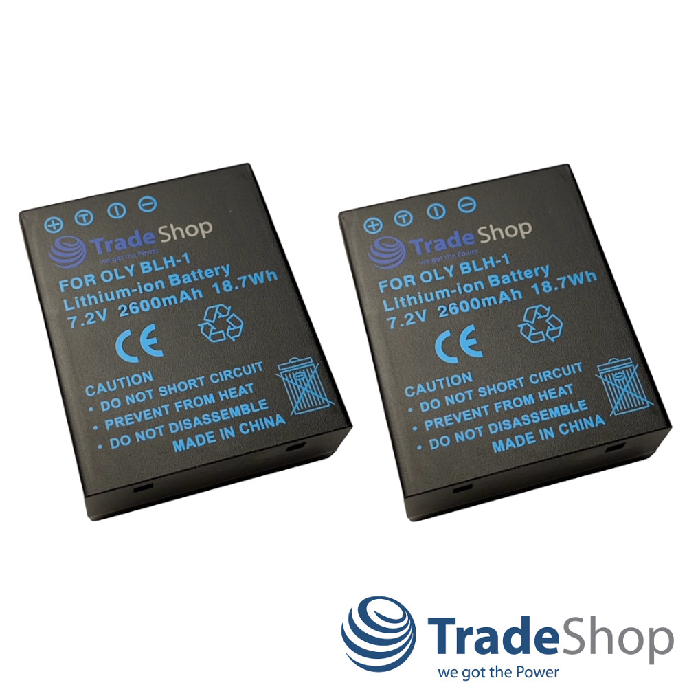 2x Li-Ion Akku 7,2V 2600mAh für Olympus OM-D E-M1 Mark II, E-M1X ersetzt BLH-1