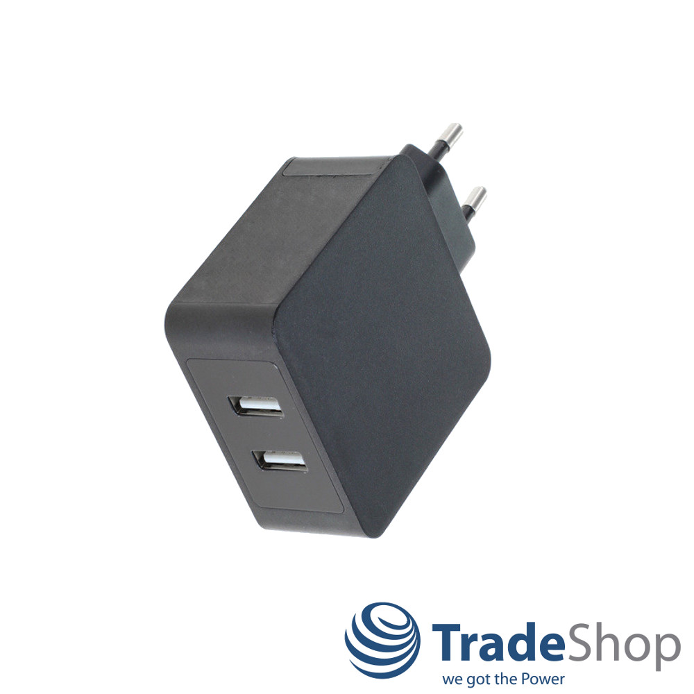 2,4A Schnellladegerät Netzteil 2x USB Reiseadapter Steckdose für Smartphones uvm