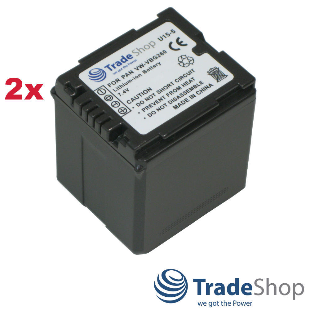 2x Akku für Panasonic VW-VBG260 VW-VBG070/E-K, VW-VBG130/E-K, mit Info Chip