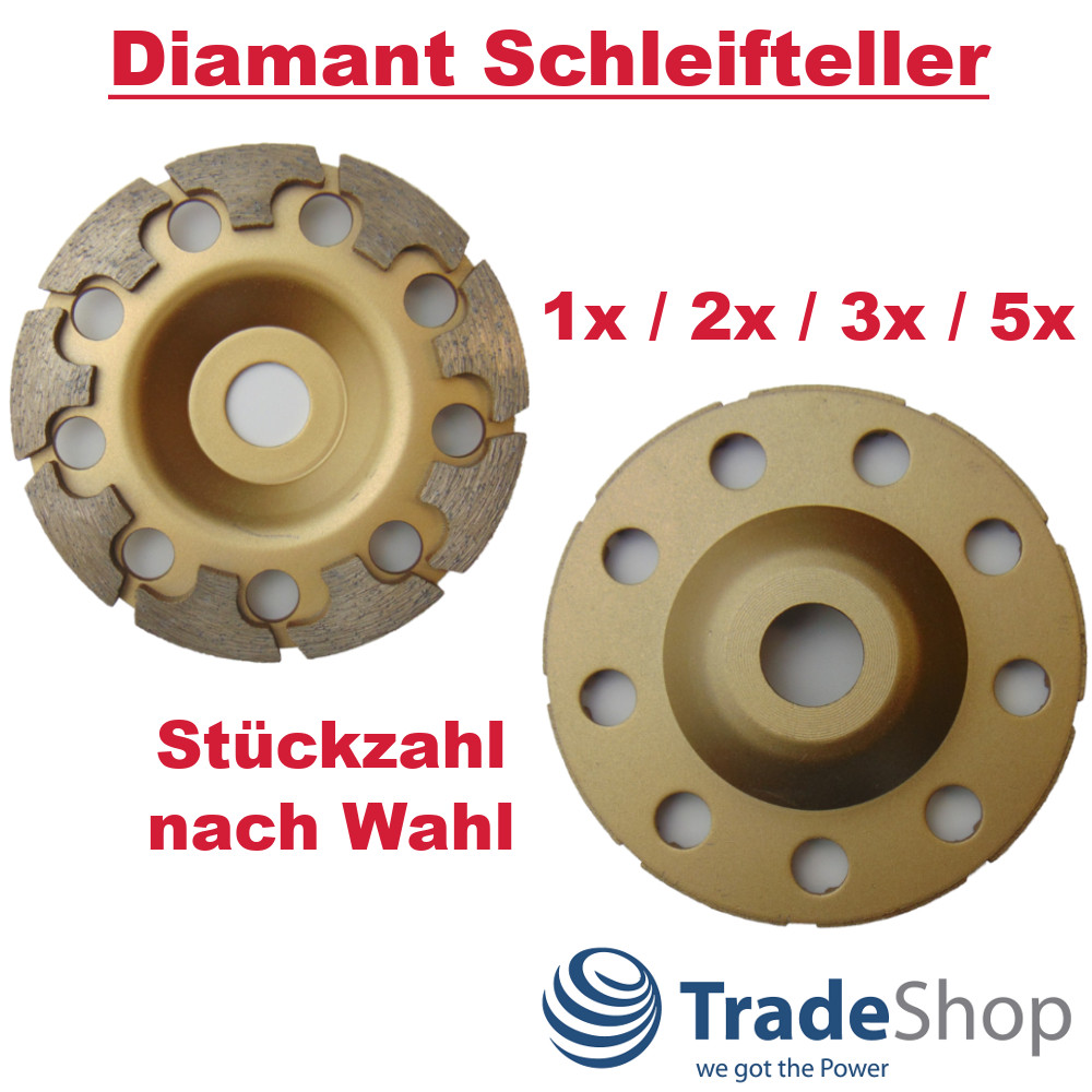 Diamant Schleifteller Schleiftopf 125 x 22,23mm T-Segmente 5,5mm Beton Estrich