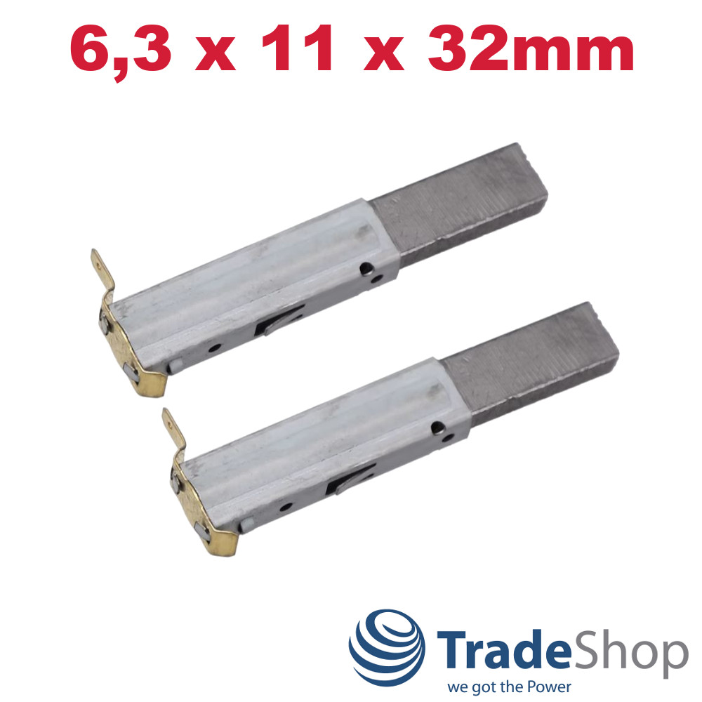 2x Motorkohlen Kohlebürsten 6,3x11x32mm für Nilfisk C 100.6 5 ersetzt 31000833