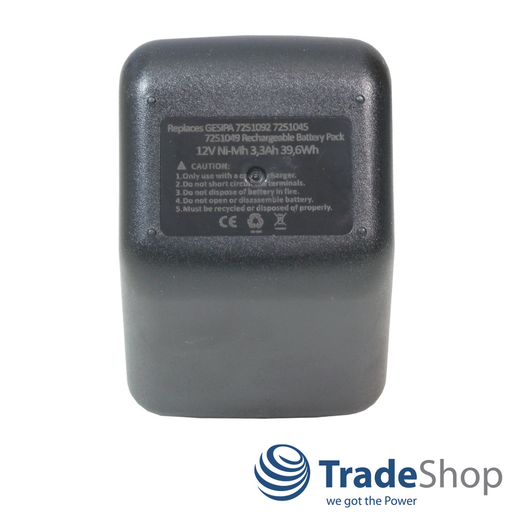 2x AKKU 12V Ni-Mh 3300mAh 39,6Wh ersetzt Gesipa 70291510061