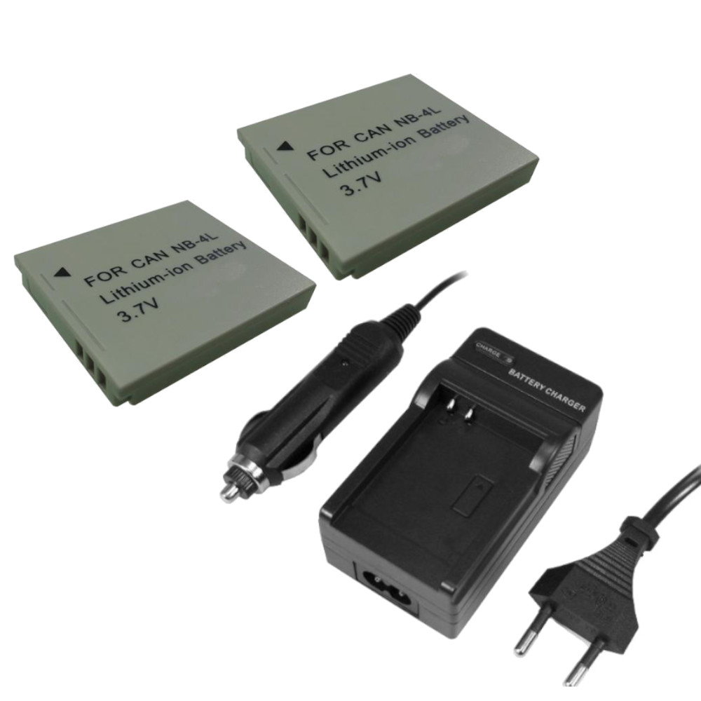 2x Akku + Ladegerät ersetzt NB-4L für viele Canon Digital-Kameras