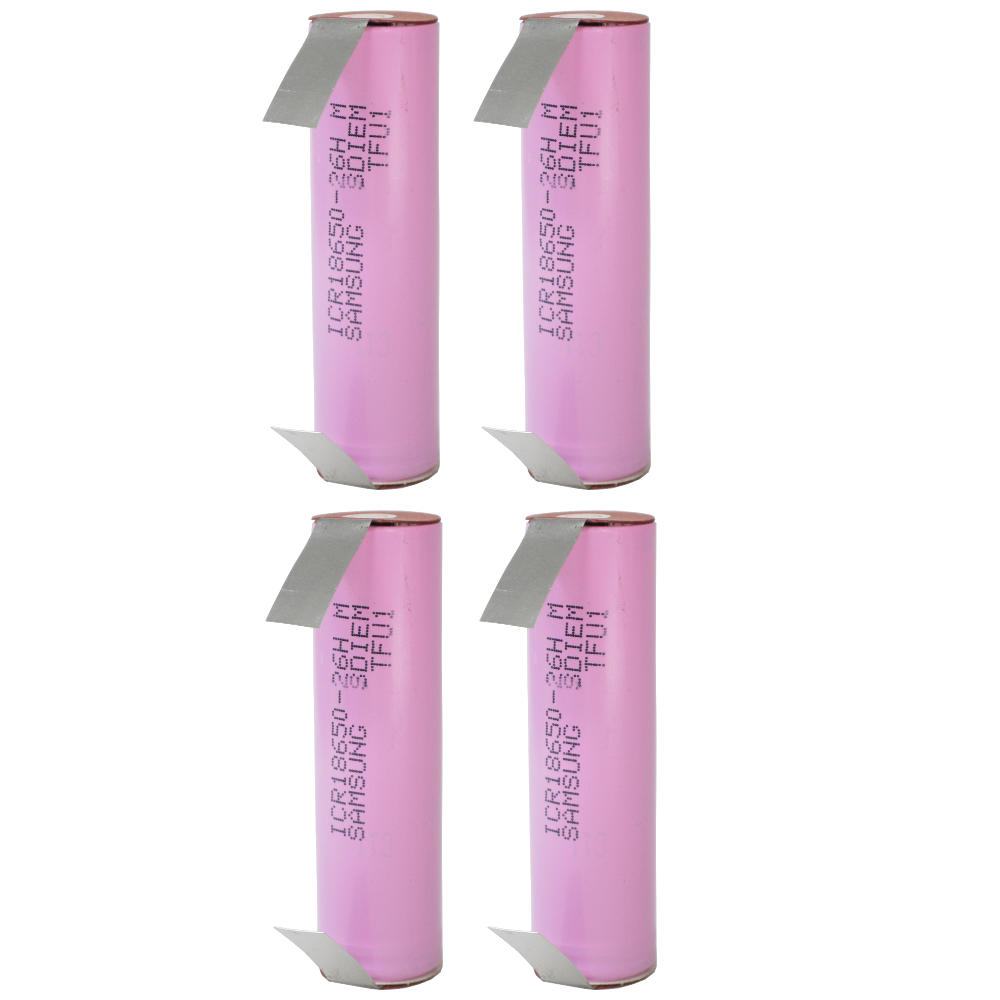 4x Akku für Bosch IXO/ISIO Samsung 18650 Zelle mit U-Lötfahne 2600mAh